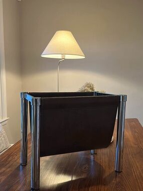 Modern Chrome & Black Magazine Rack